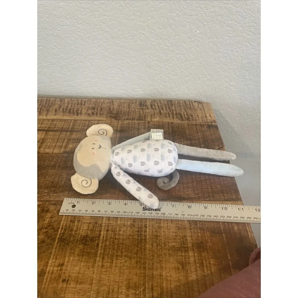 Saro Kalencom Plush Long Legs Monkey Baby Infant Rattle Toy Blue Lovey 12